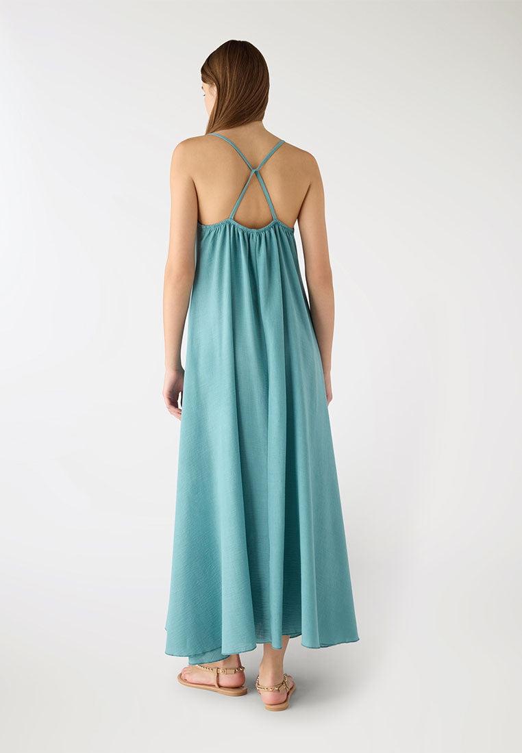 Women's V-Neck Crisscross Back Maxi Dress
