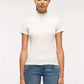Women's Ribbed T-shirt with mock neck collar