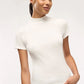 Women's Ribbed T-shirt with mock neck collar