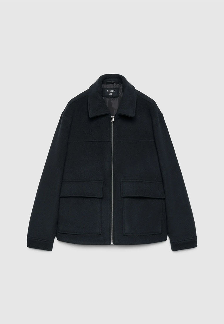 Men's Zip-up shirt jacket with patch pockets