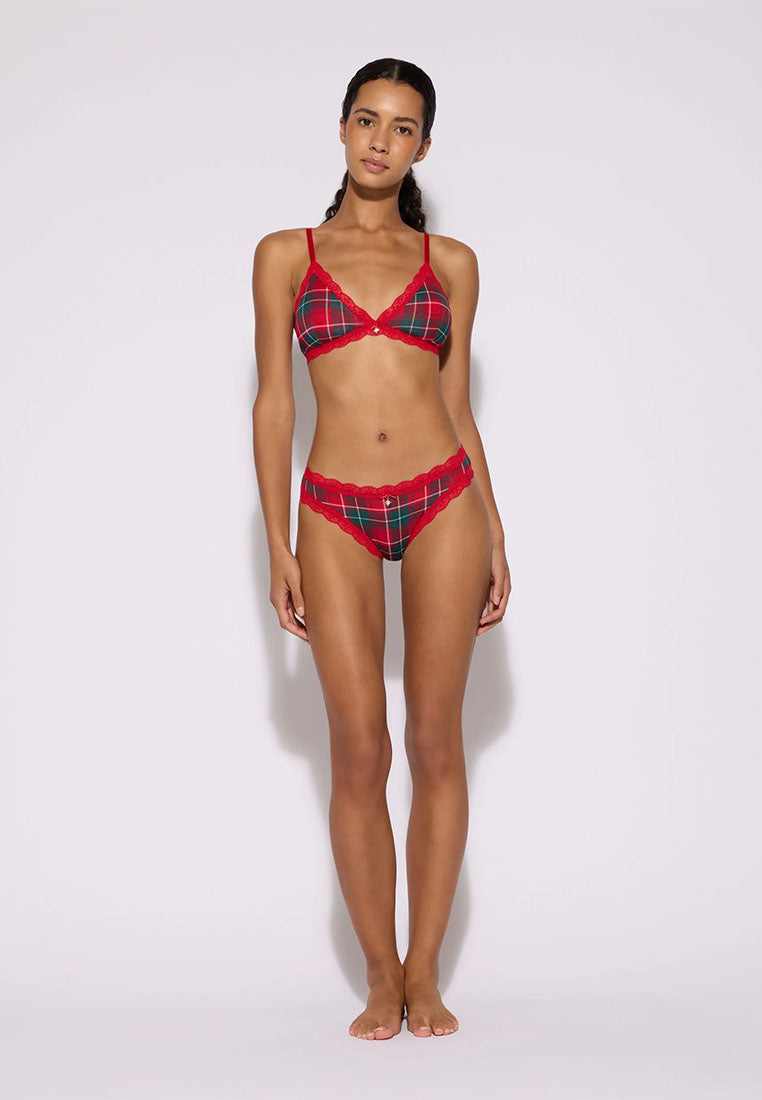 Women's Pack of bras and briefs with tartan print