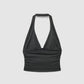 Women's Halter deep V-Neck Crop Top