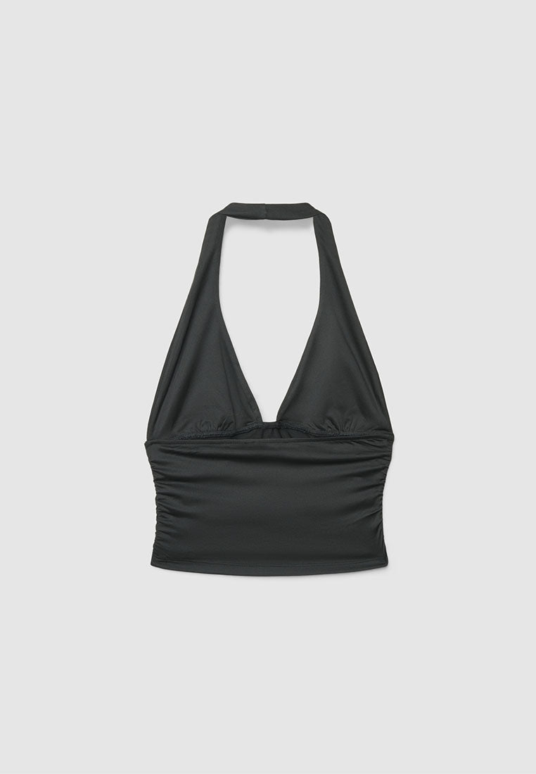Women's Halter deep V-Neck Crop Top