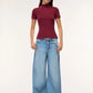 Women's Ribbed T-shirt with mock neck collar