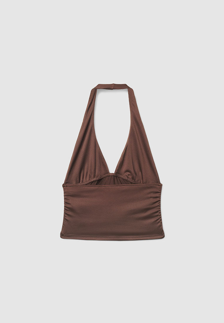Women's Halter deep V-Neck Crop Top