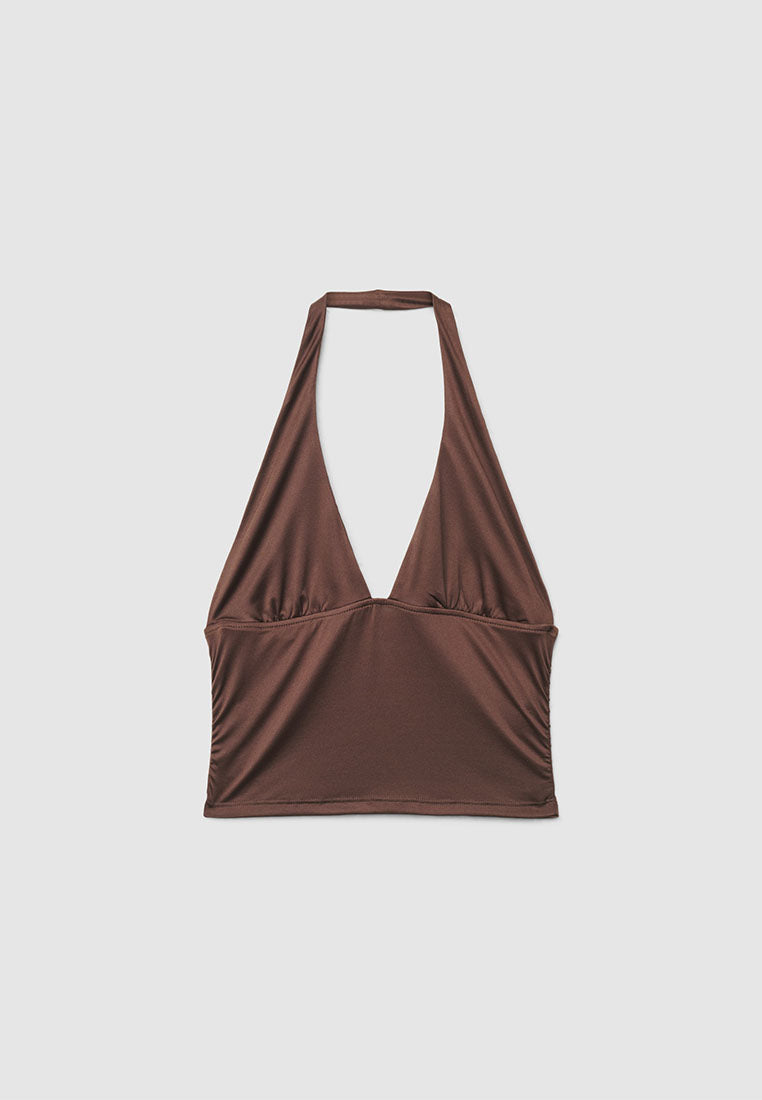 Women's Halter deep V-Neck Crop Top
