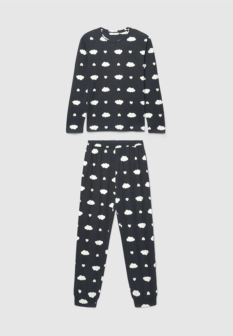 Women's Pyjama set with long-sleeve T-shirt and long trousers