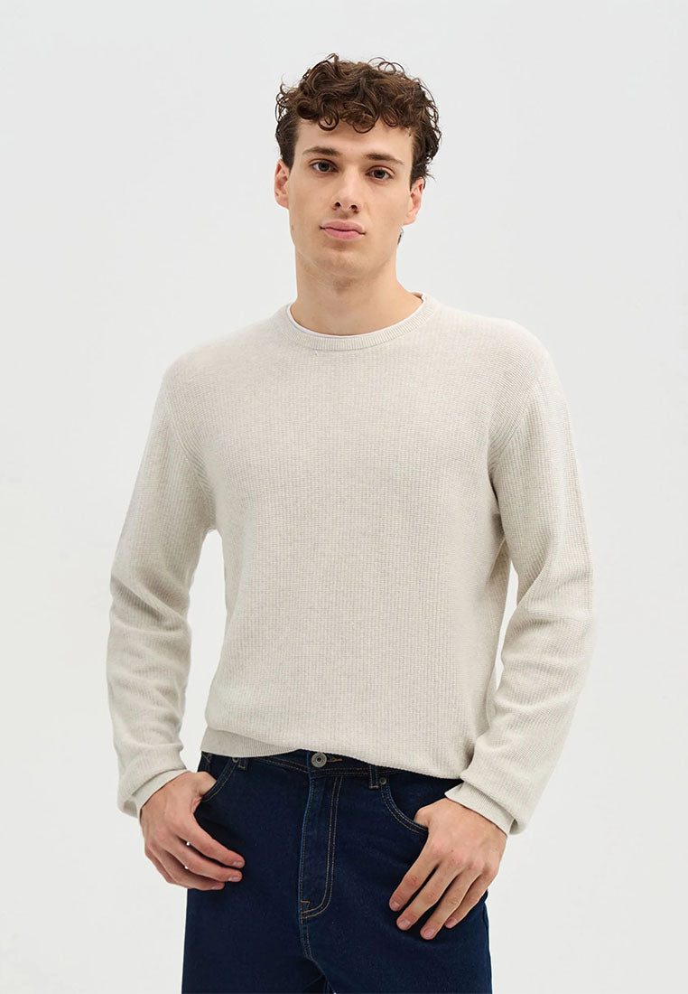 Men's Crewneck sweater with Wavy Stitch