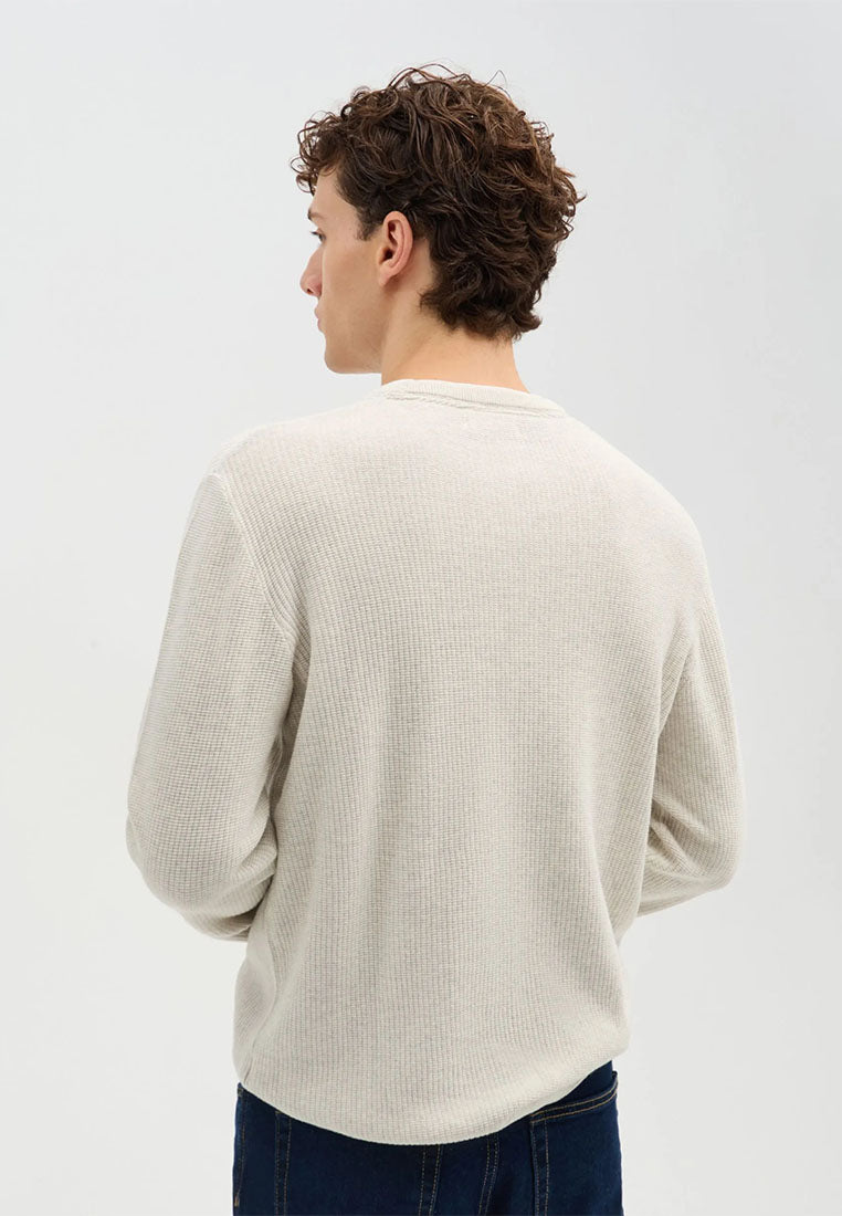 Men's Crewneck sweater with Wavy Stitch