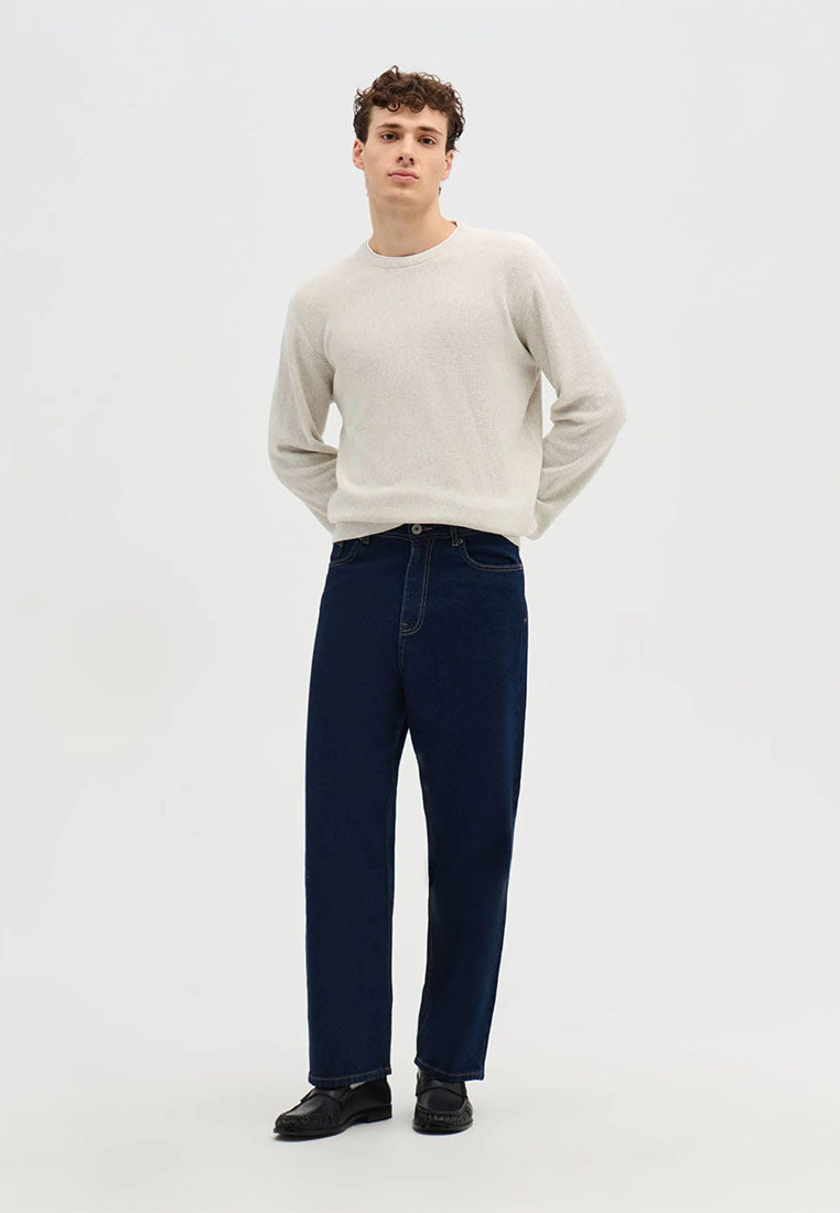 Men's Crewneck sweater with Wavy Stitch