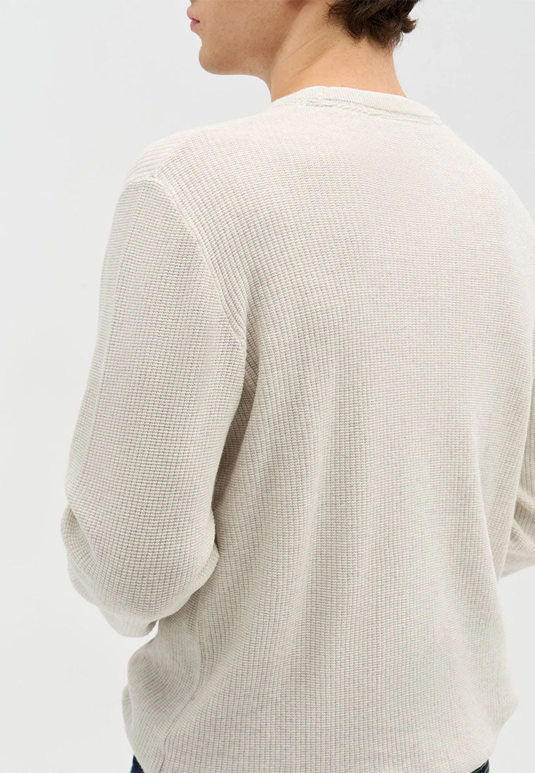 Men's Crewneck sweater with Wavy Stitch