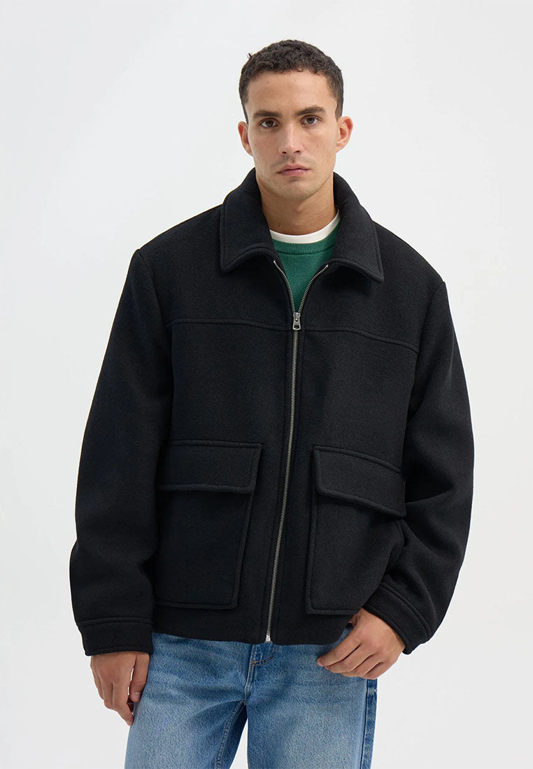 Men's Zip-up shirt jacket with patch pockets