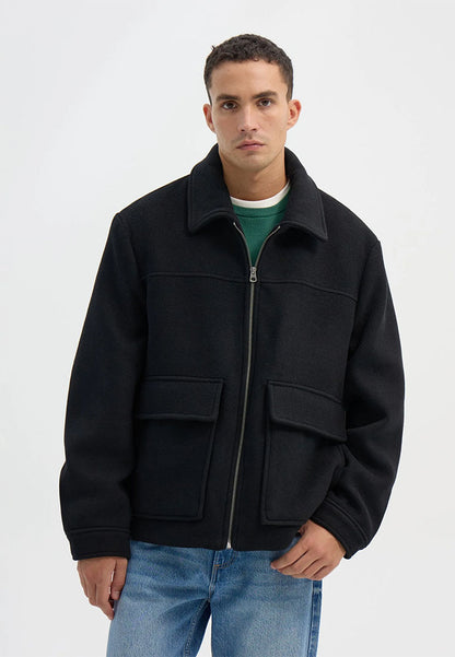 Men's Zip-up shirt jacket with patch pockets