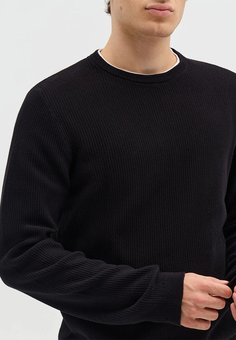 Men's Crewneck sweater with Wavy Stitch