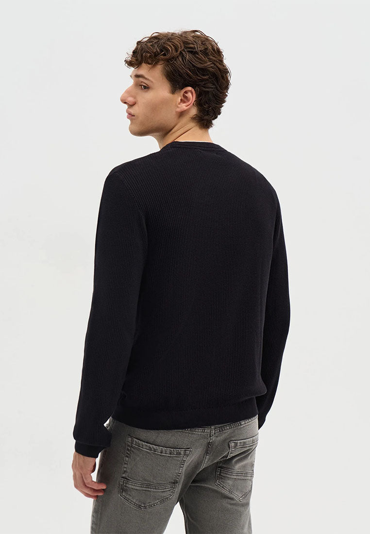 Men's Crewneck sweater with Wavy Stitch