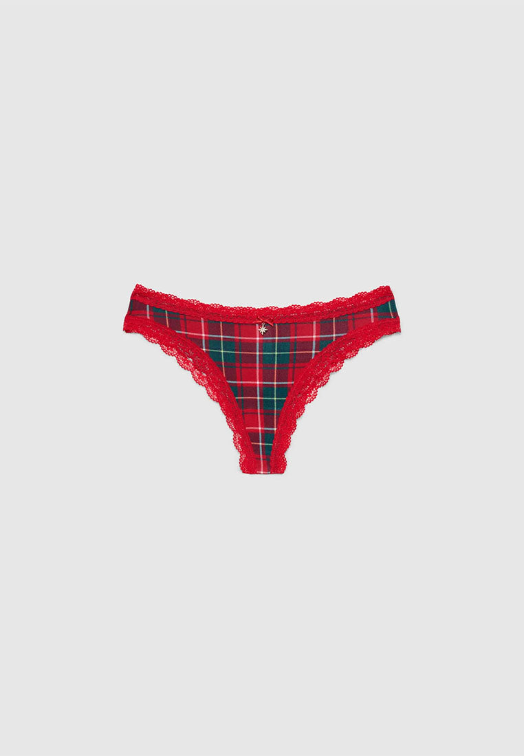 Women's Pack of bras and briefs with tartan print