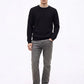 Men's Crewneck sweater with Wavy Stitch