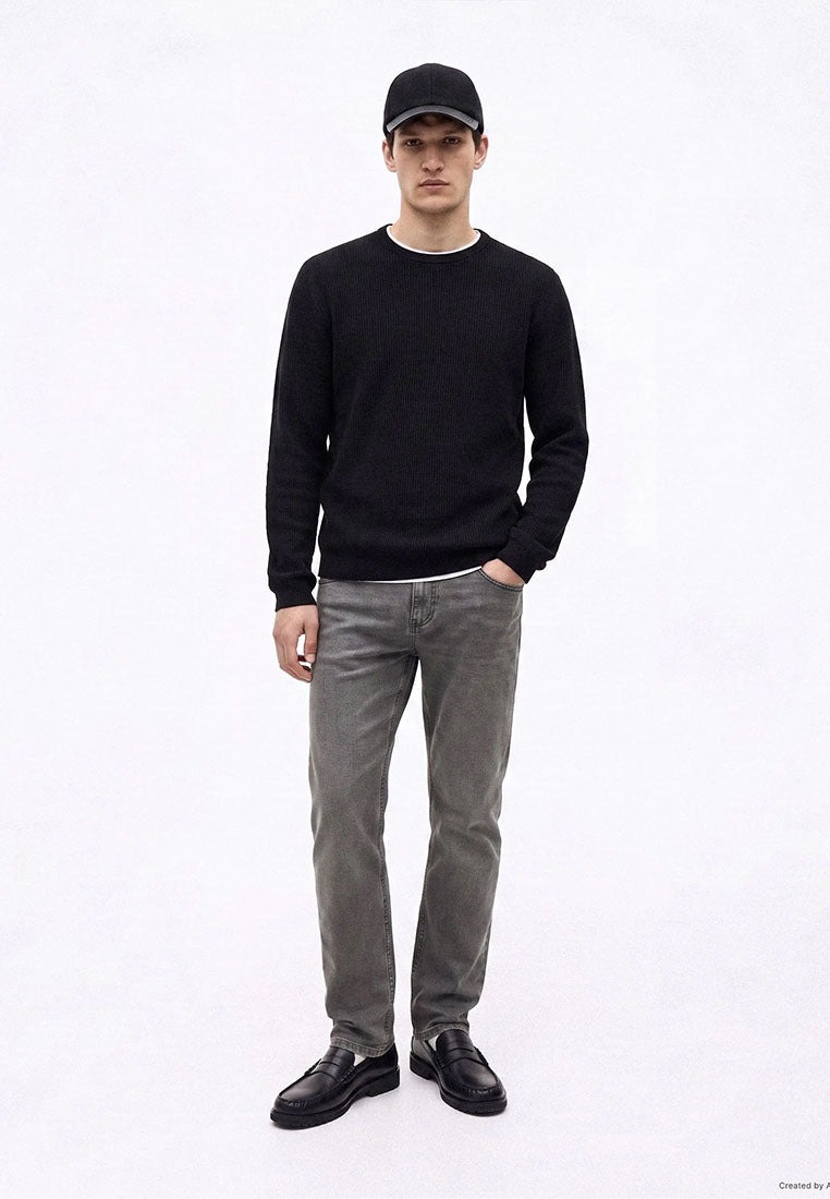 Men's Crewneck sweater with Wavy Stitch