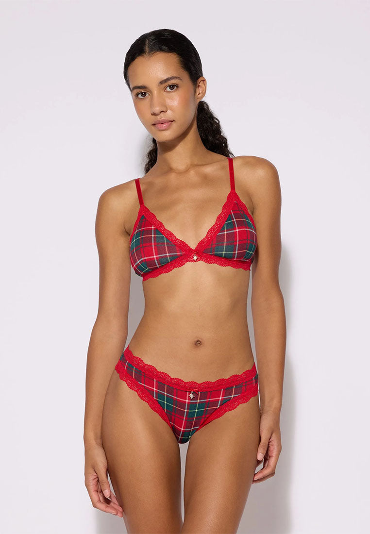 Women's Pack of bras and briefs with tartan print