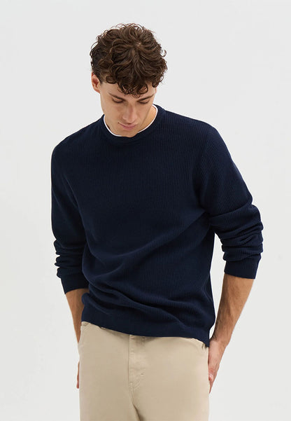 Men's Crewneck sweater with Wavy Stitch