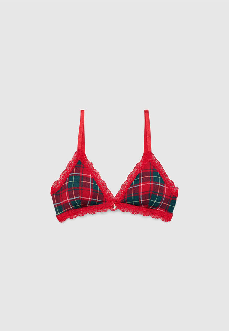 Women's Pack of bras and briefs with tartan print