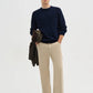 Men's Crewneck sweater with Wavy Stitch