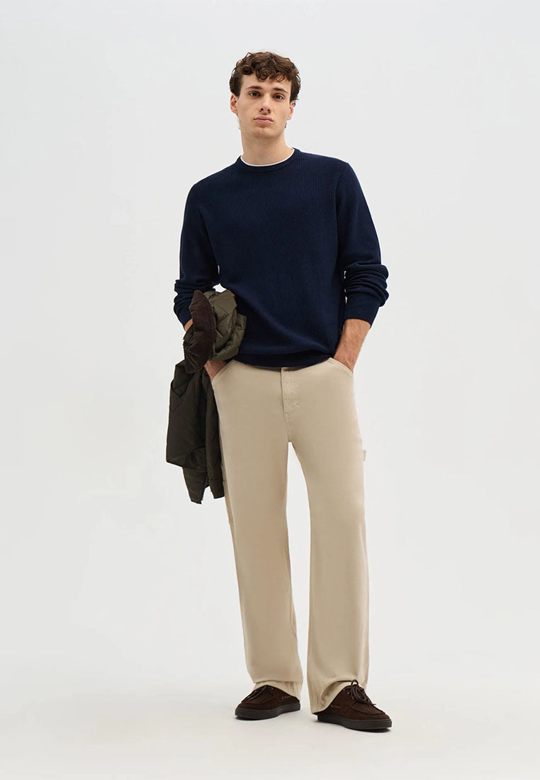 Men's Crewneck sweater with Wavy Stitch