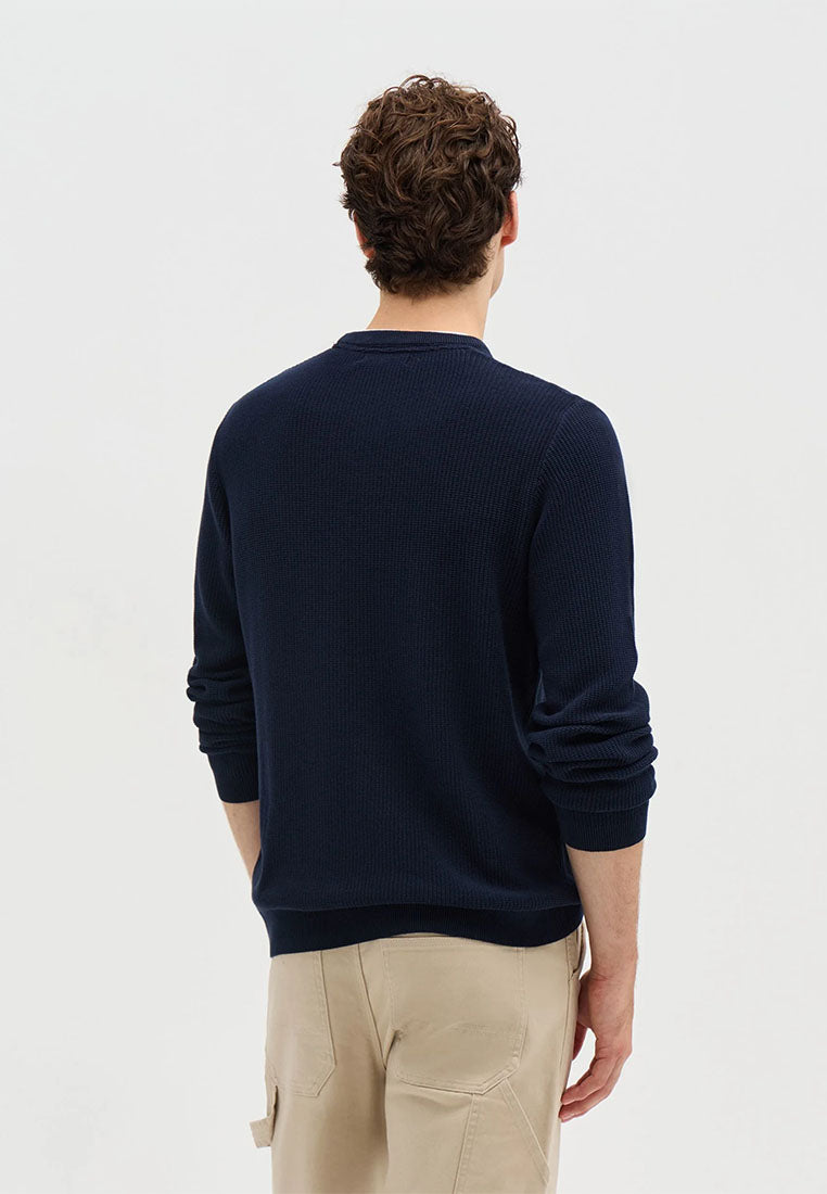 Men's Crewneck sweater with Wavy Stitch