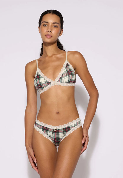 Women's Pack of bras and briefs with tartan print