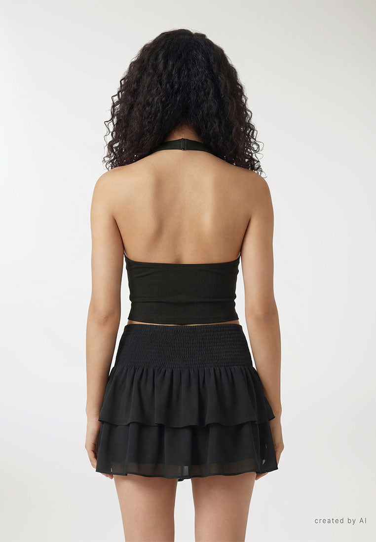 Women's Halter deep V-Neck Crop Top