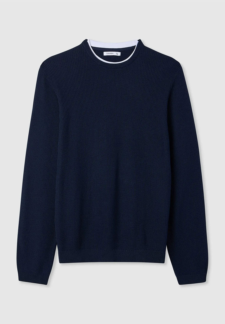Men's Crewneck sweater with Wavy Stitch