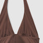 Women's Halter deep V-Neck Crop Top