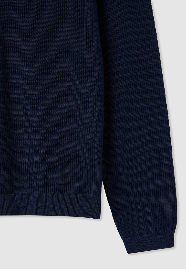 Men's Crewneck sweater with Wavy Stitch
