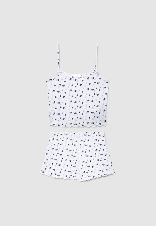 Women's Strawberry Print Ribbed Pajama Set