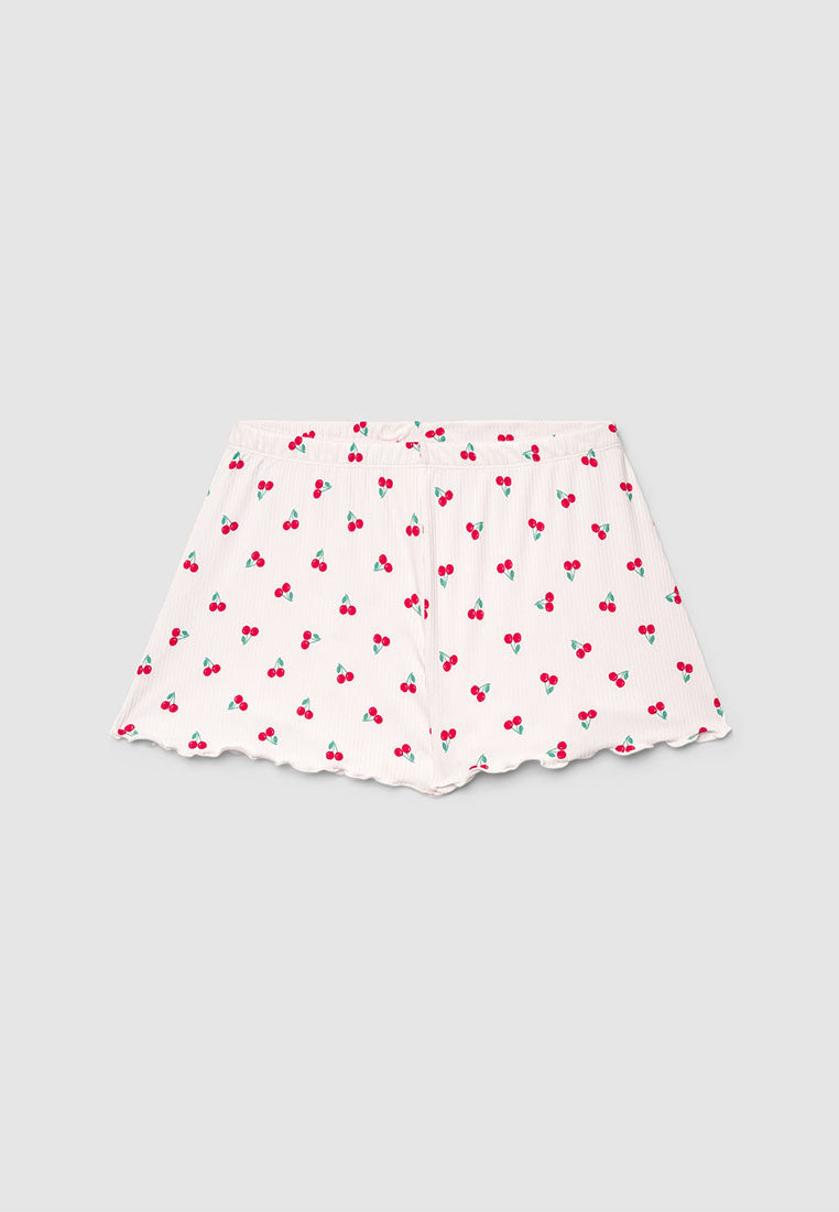 Women's Strawberry Print Ribbed Pajama Set