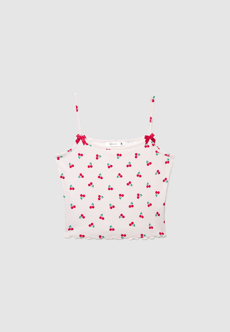 Women's Strawberry Print Ribbed Pajama Set