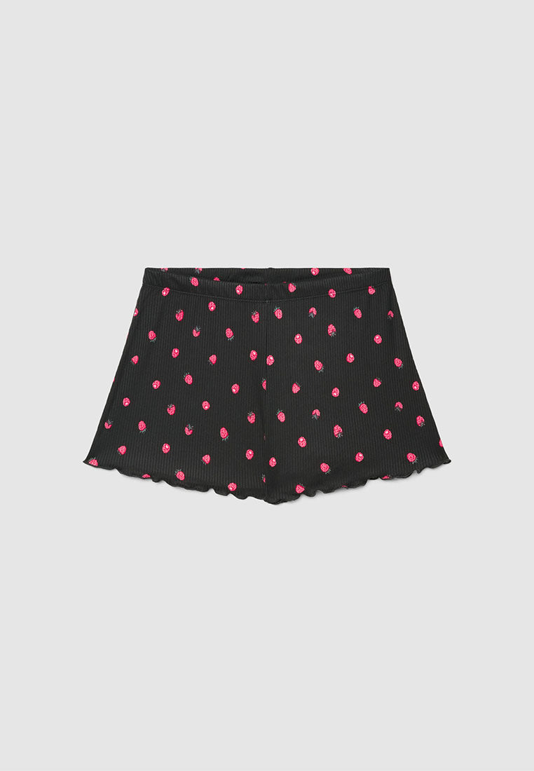 Women's Strawberry Print Ribbed Pajama Set