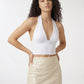 Women's Halter deep V-Neck Crop Top