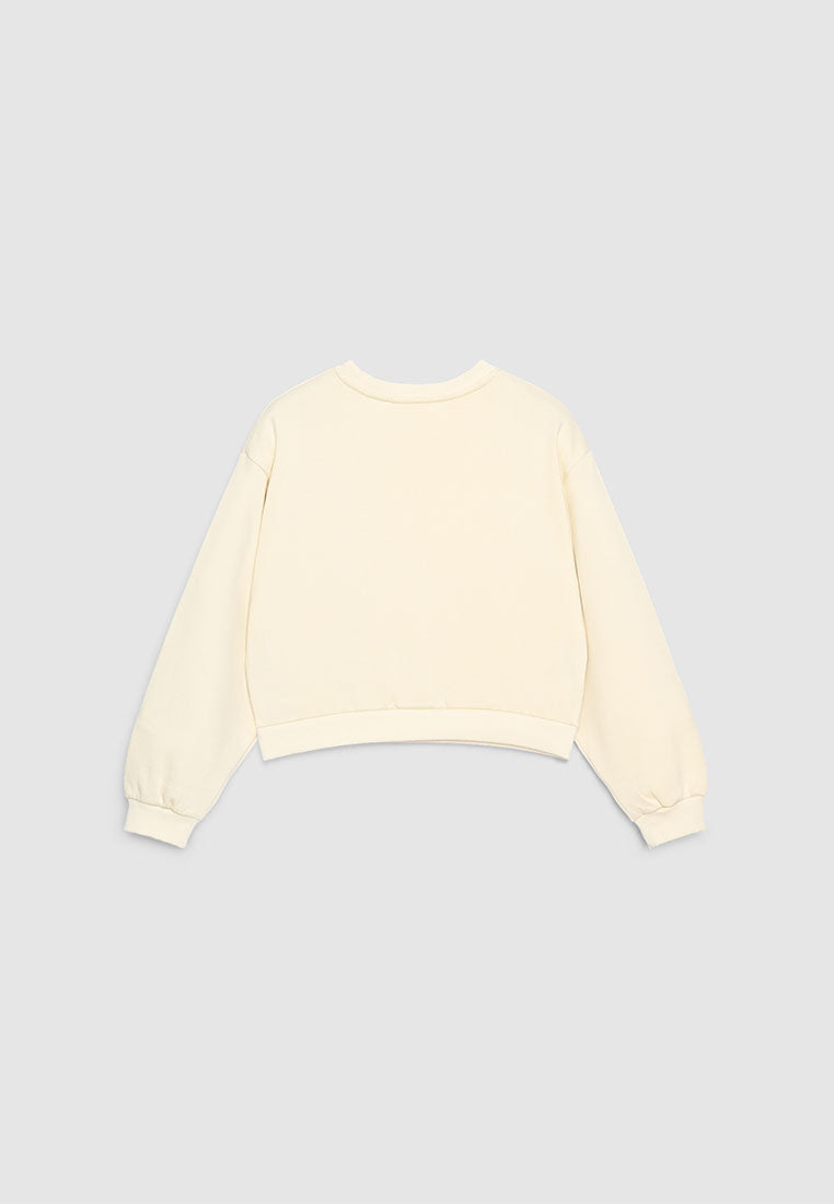 Women's Embroidered Teddy Bear Cropped Sweatshirt