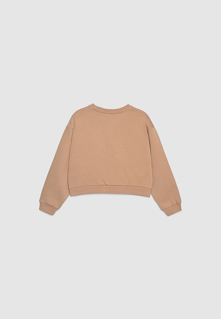 Women's Embroidered Teddy Bear Cropped Sweatshirt