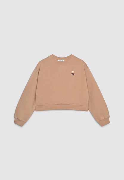 Women's Embroidered Teddy Bear Cropped Sweatshirt