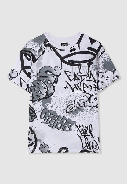 All-over Graffiti Print T-shirt