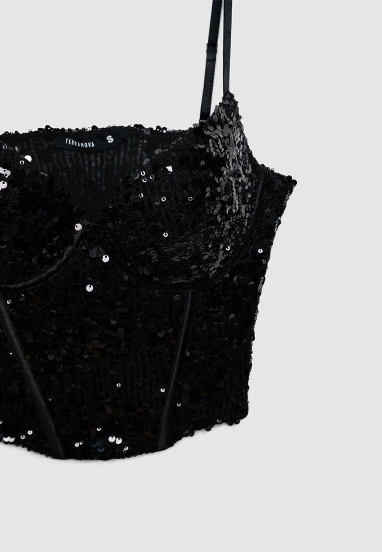 Women's Glam Sequin Bustier Top