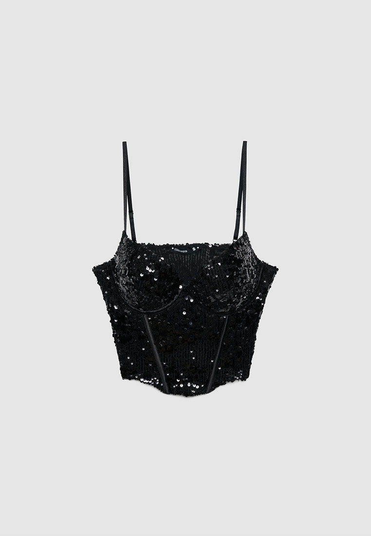 Women's Glam Sequin Bustier Top