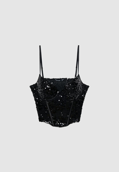 Women's Glam Sequin Bustier Top