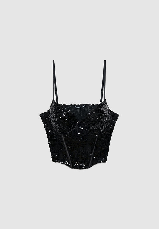 Women's Glam Sequin Bustier Top