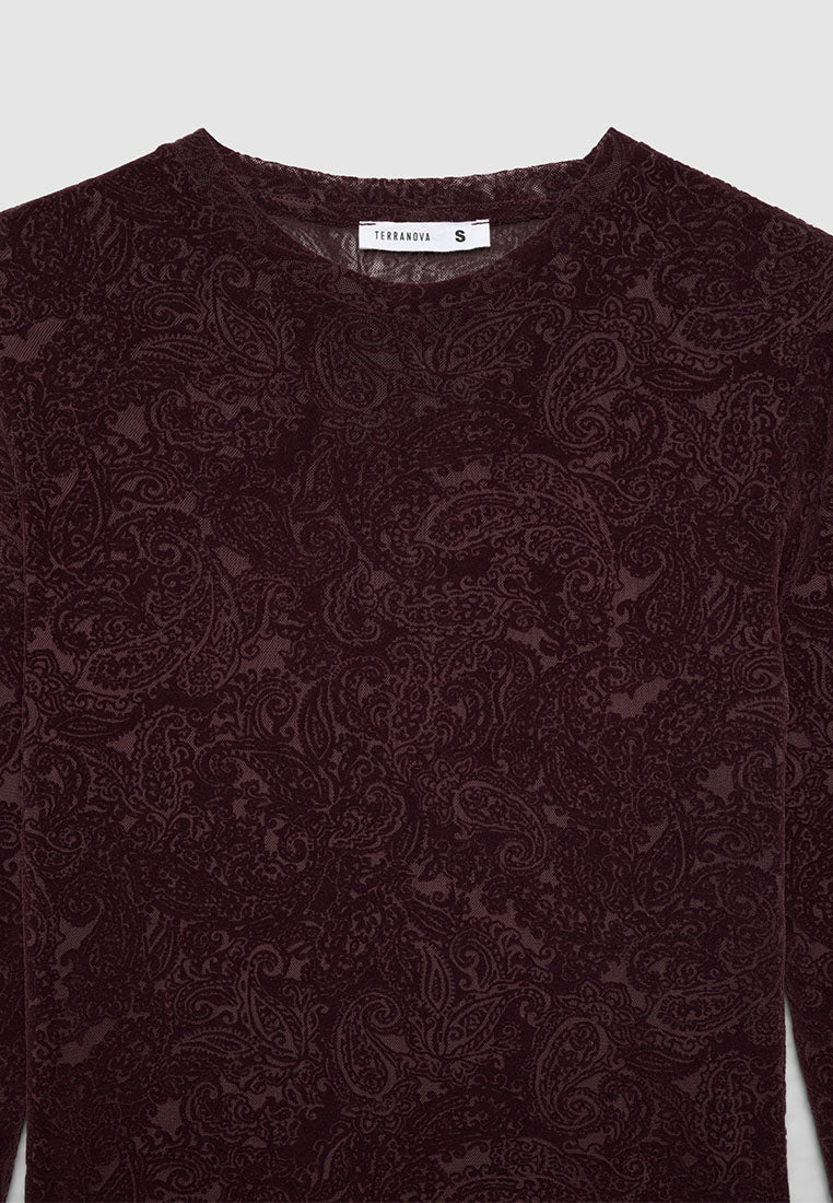 Women's Paisley Sheer Mesh Top
