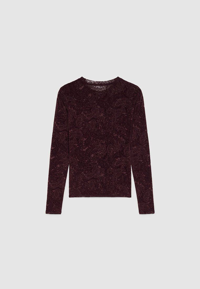 Women's Paisley Sheer Mesh Top