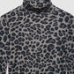 Women's Leopard Print Fitted Turtleneck
