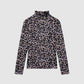 Women's Leopard Print Fitted Turtleneck